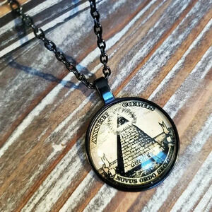 lluminati Eye Glass Necklace Black